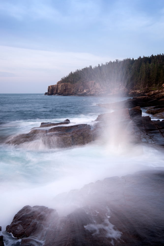 Surf crashing on the coast Acadia National Park Maine USA Canvas Art - Panoramic Images (27 x 9)