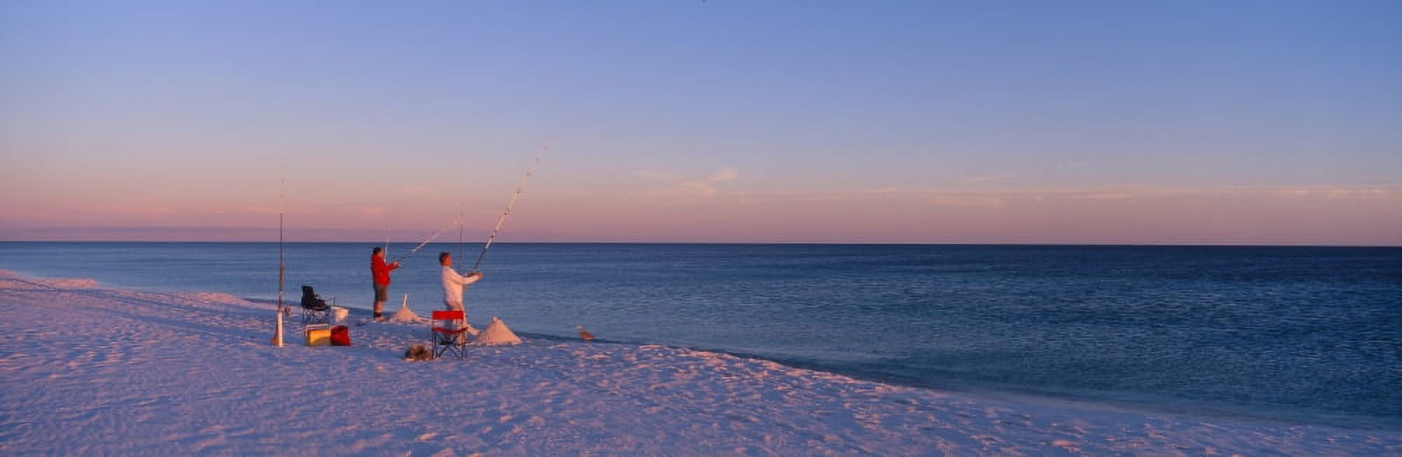 Surf fishing at Santa Rosa Island near Pensacola Florida Canvas Art - Panoramic Images (36 x 12)