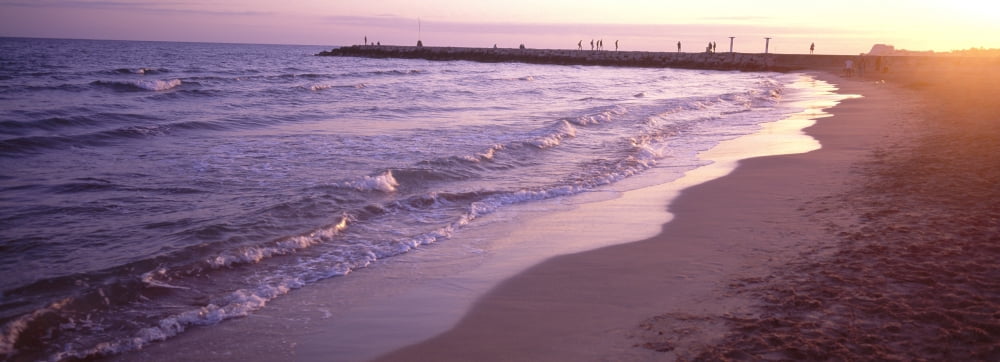 Surf on beach Sitges Barcelona Catalonia Spain Canvas Art - Panoramic Images (36 x 12)
