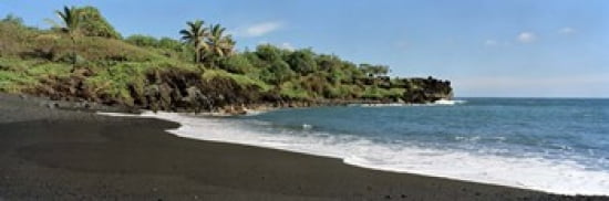 Surf on the beach Black Sand Beach Maui Hawaii USA Canvas Art - Panoramic Images (36 x 12)
