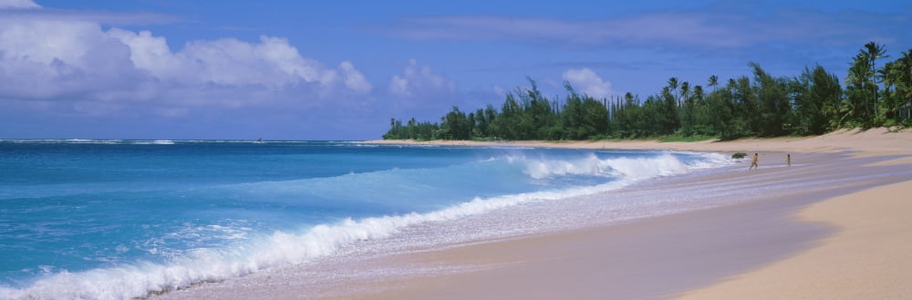 Surf on the beach Kauai Hawaii Islands USA Canvas Art - Panoramic Images (27 x 9)