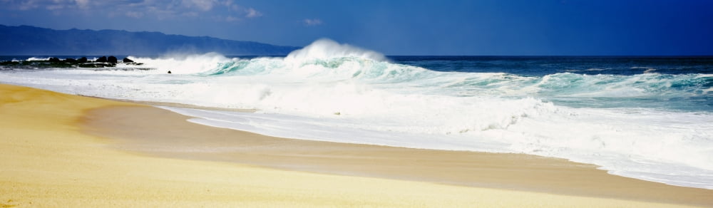 Surf on the beach Oahu Hawaii USA Canvas Art - Panoramic Images (27 x 9)