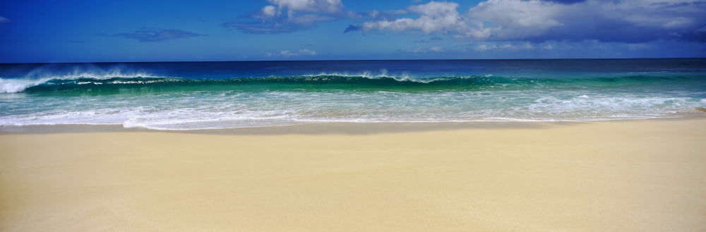 Surf on the beach Oahu Hawaii USA Canvas Art - Panoramic Images (36 x 12)
