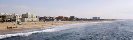 Surf on the beach Santa Monica Beach Santa Monica Los Angeles County California USA Canvas Art - Panoramic Images (38 x 12)