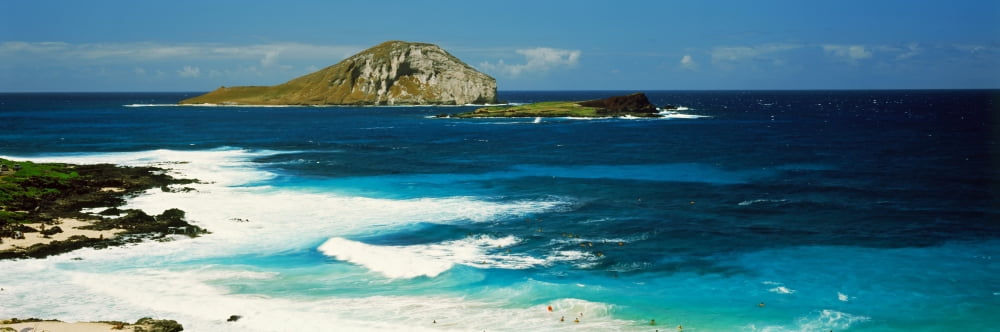 Surf on the beach South East Coast Oahu Hawaii USA Canvas Art - Panoramic Images (36 x 12)