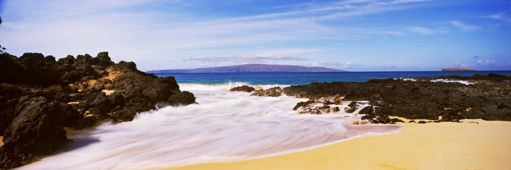 Surf on the beachMaui Hawaii USA Canvas Art - Panoramic Images (36 x 12)