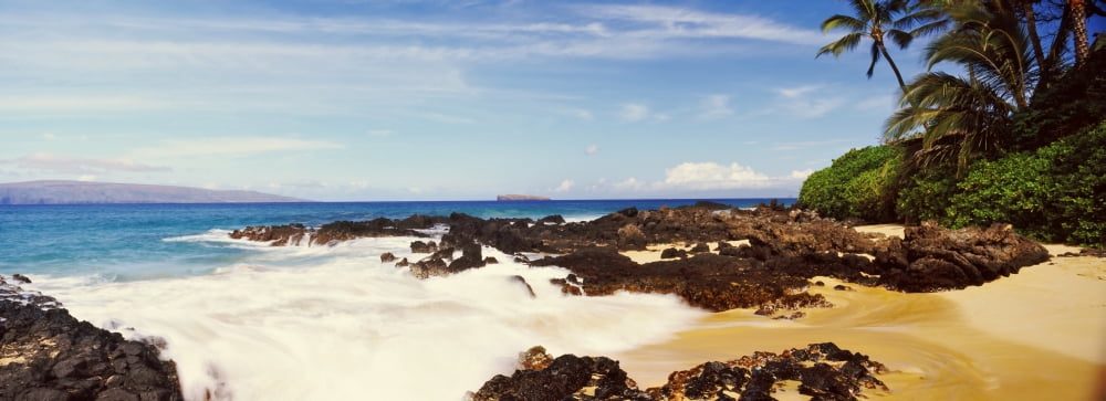 Surf on the coast Maui Hawaii USA Canvas Art - Panoramic Images (27 x 9)