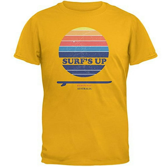 Surf's Up Byron Bay Australia Gold Adult T-Shirt - Medium