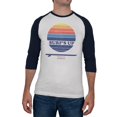 thumbnail image 1 of Surf's Up Byron Bay Australia Mens Raglan T Shirt White-Navy 2XL, 1 of 1
