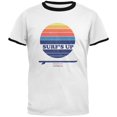 thumbnail image 1 of Surf's Up Byron Bay Australia Mens Ringer T Shirt White-Black X-LG, 1 of 1