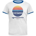 thumbnail image 1 of Surf's Up Byron Bay Australia Mens Ringer T Shirt White-Royal 2XL, 1 of 1