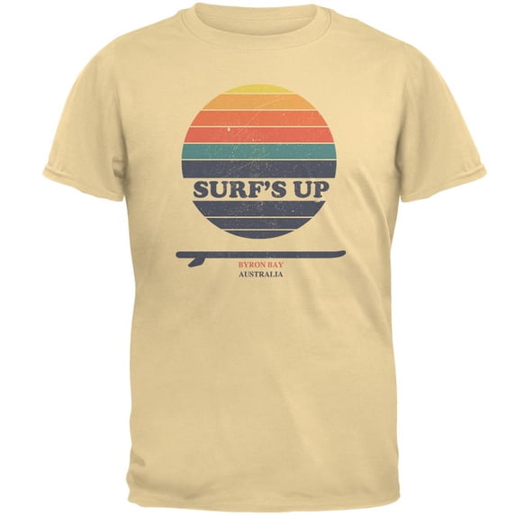 Surf's Up Byron Bay Australia Mens T Shirt Yellow Haze X-LG