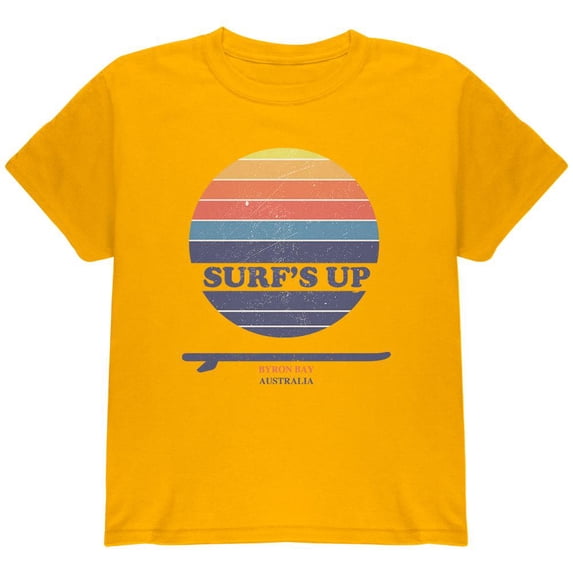 Surf's Up Byron Bay Australia Youth T Shirt Gold Youth X-SM