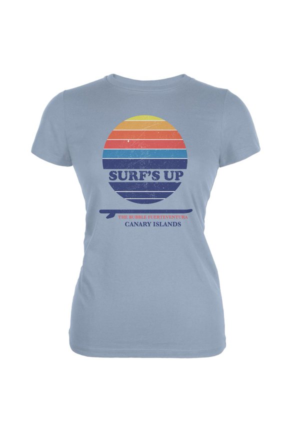 Surf's Up Canary Islands Beach Light Blue Juniors Soft T-Shirt