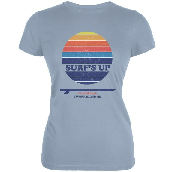 Surf's Up Cloudbreak Beach Light Blue Juniors Soft T-Shirt
