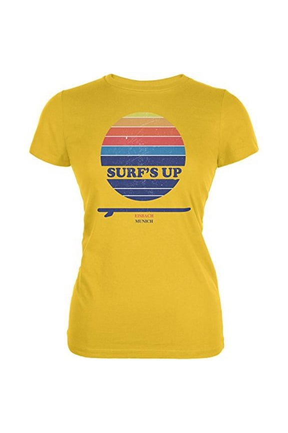 Surf's Up Eisbach Munich Germany Bright Yellow Juniors Soft T-Shirt - 2X-Large