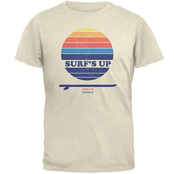 Surf's Up Eisbach Munich Germany Natural Adult T-Shirt - Medium