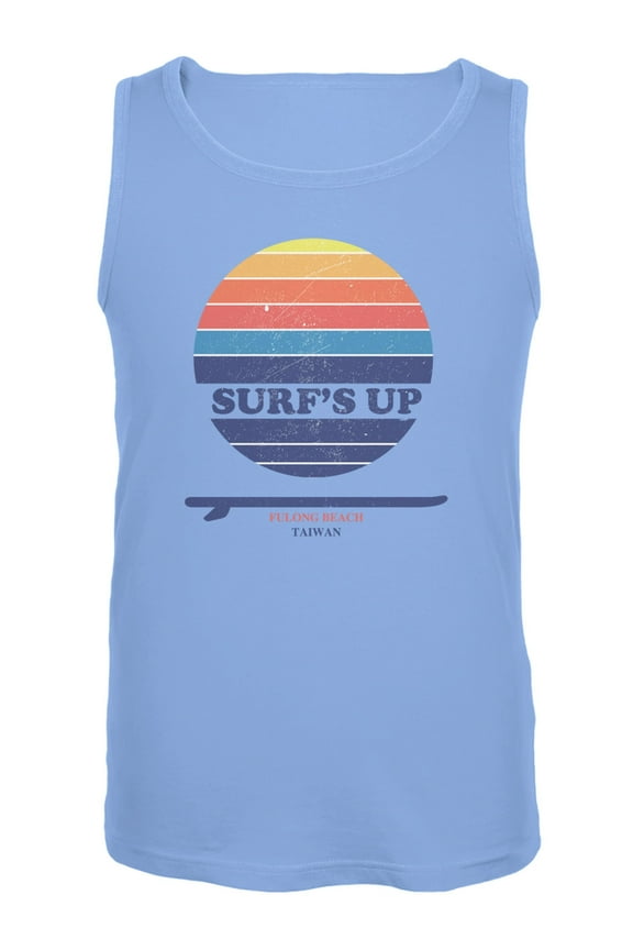 Surf's Up Furlong Beach Taiwan Mens Tank Top Carolina Blue SM