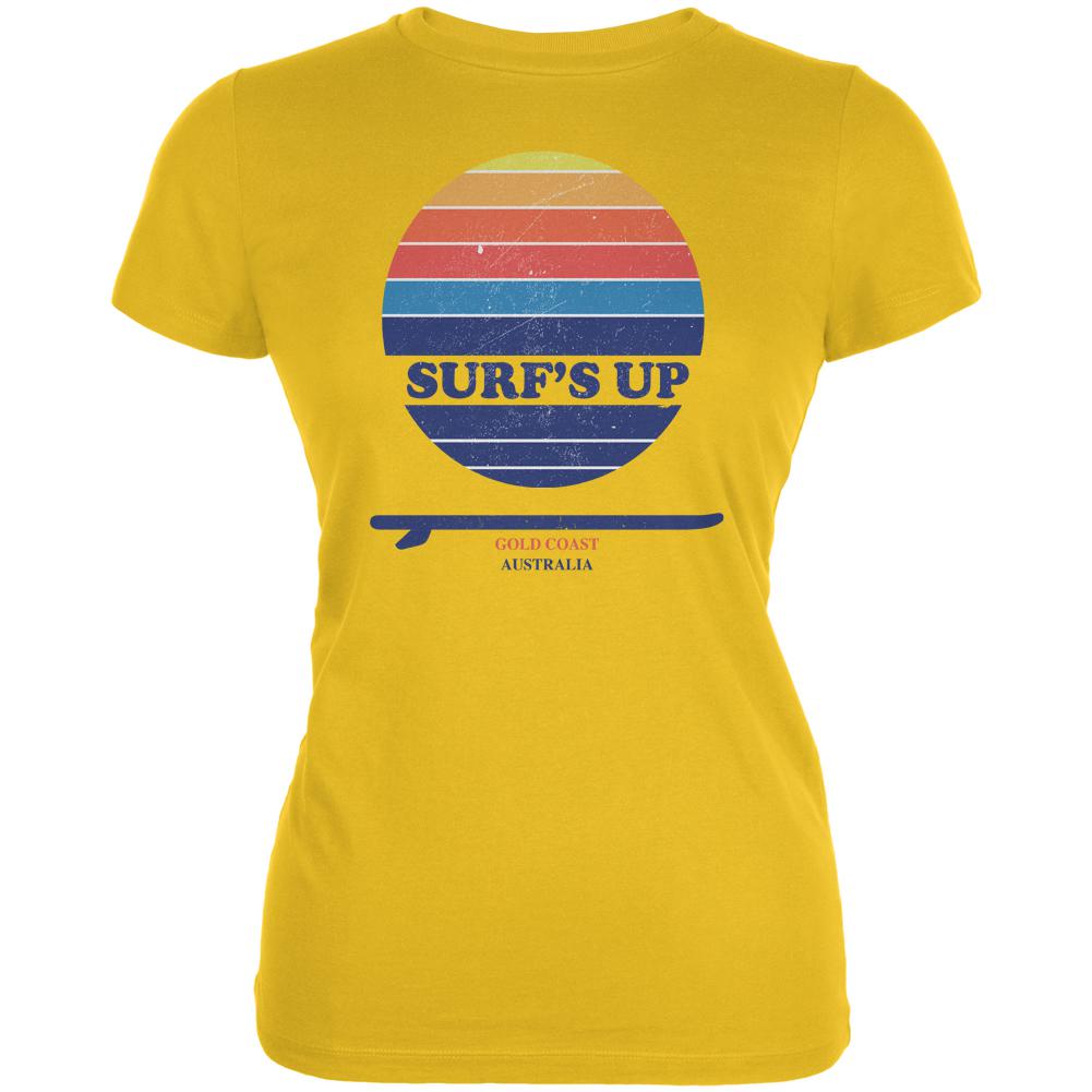 Surf's Up Gold Coast Australia Juniors Soft T Shirt Bright Yellow 2XL