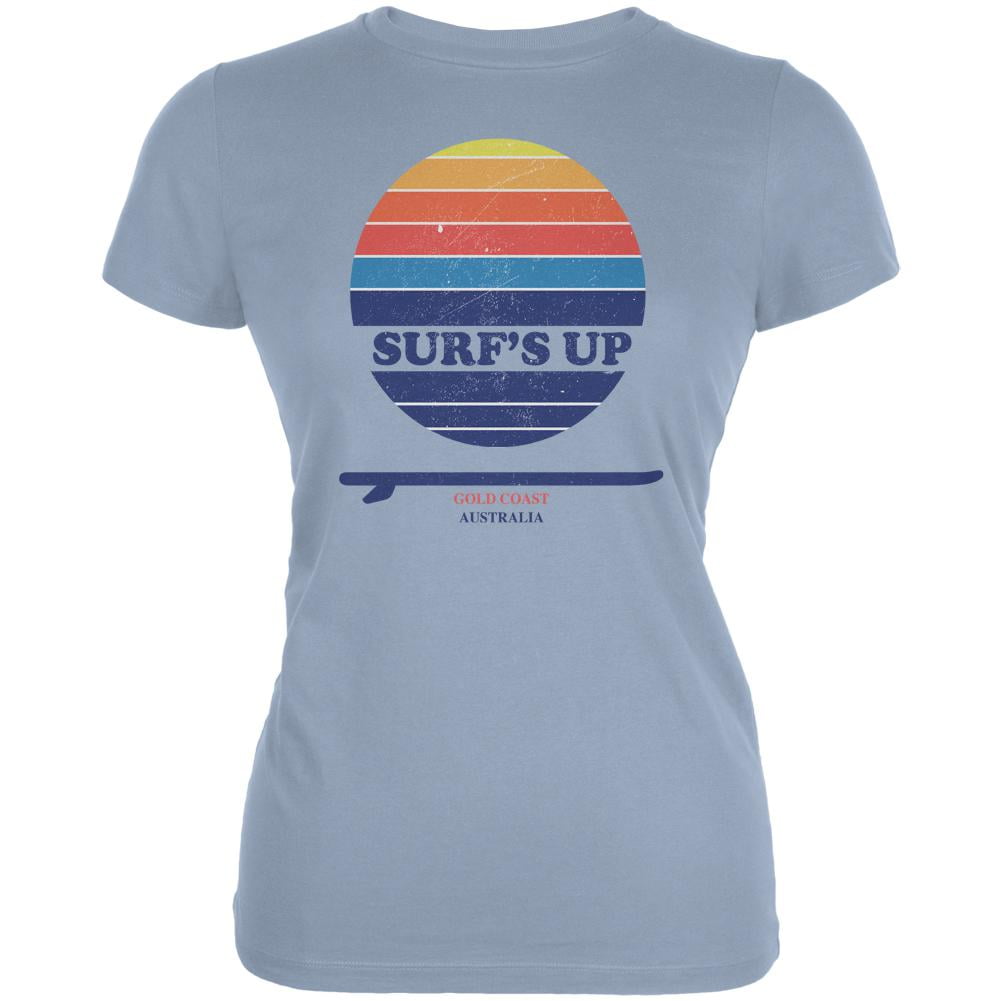 Surf's Up Gold Coast Australia Juniors Soft T Shirt Light Blue X-LG