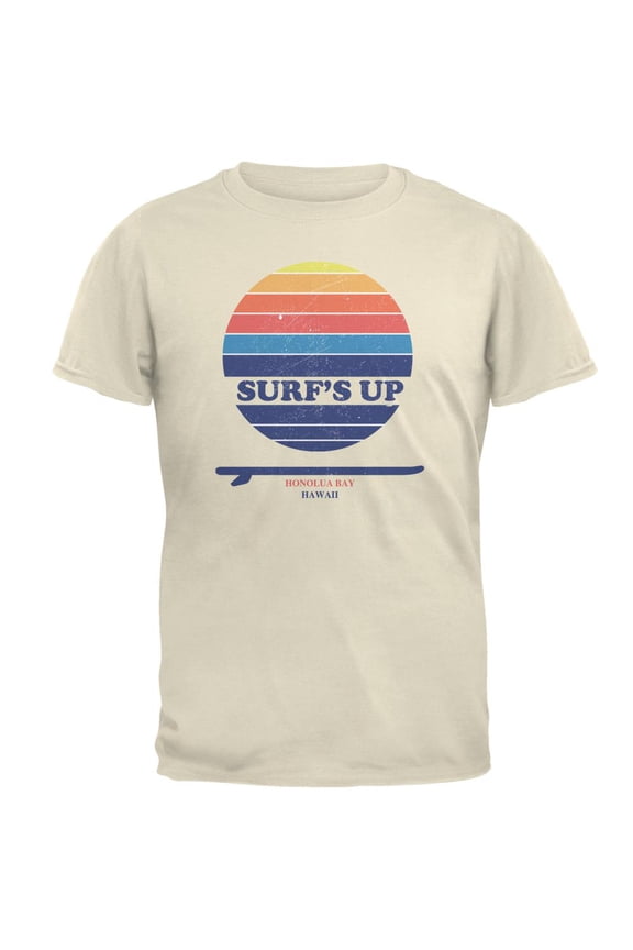 Surf's Up Honolua Bay Hawaii Mens T Shirt Natural MD