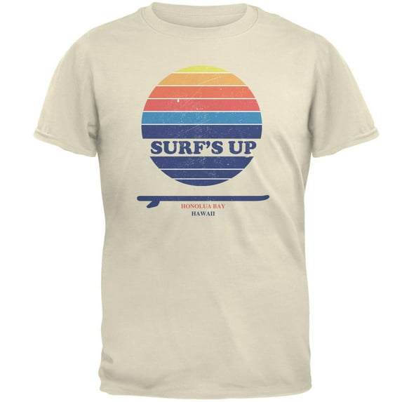 Surf's Up Honolua Bay Hawaii Mens T Shirt Natural SM