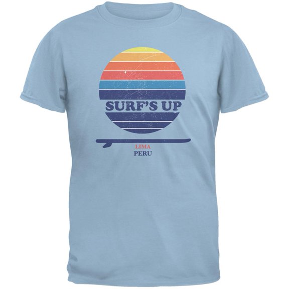 Surf's Up Lima Beach Light Blue Adult T-Shirt - Large