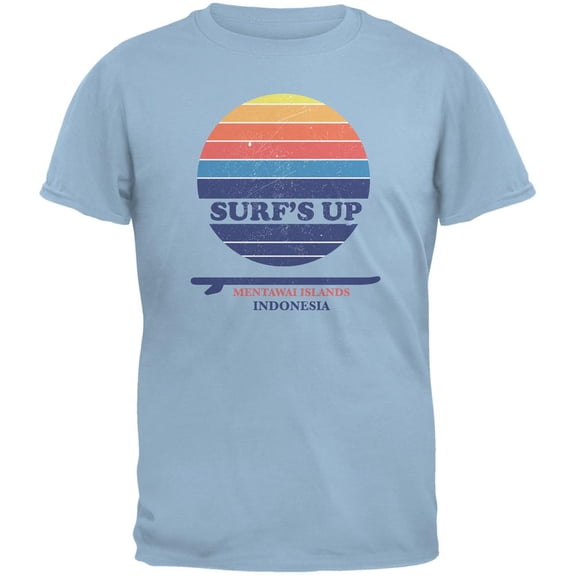 Surf's Up Mentawai Beach Light Blue Adult T-Shirt - Large