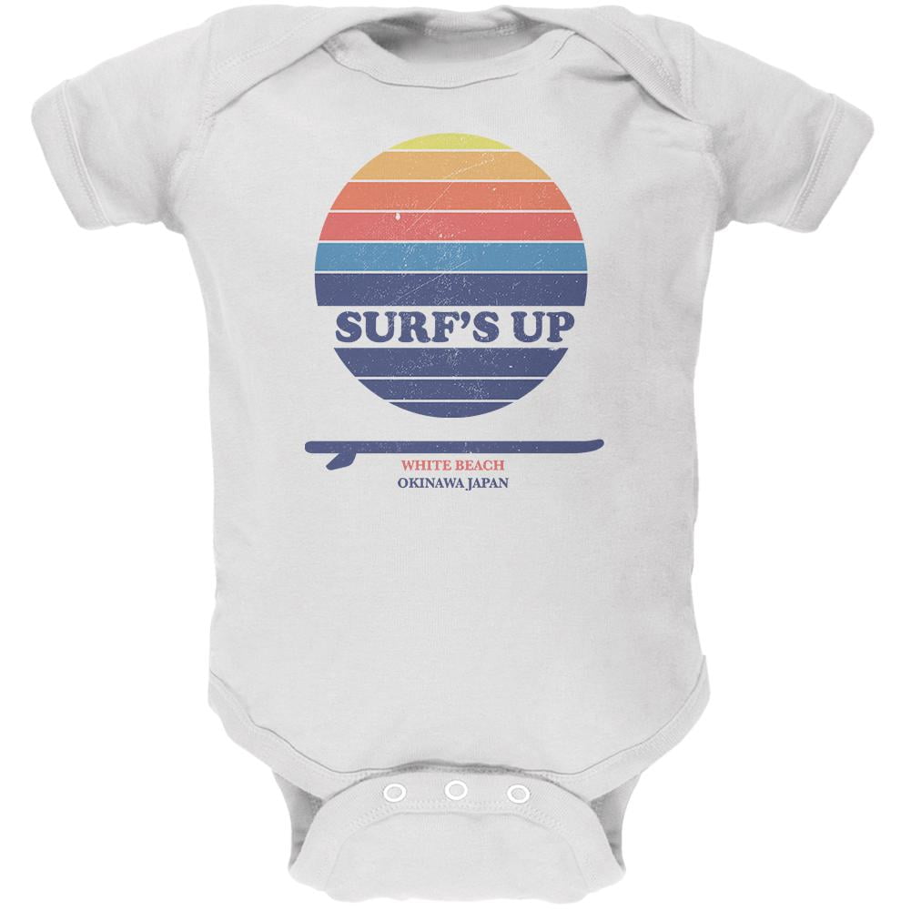 Surf's Up Okinawa Beach Soft Baby One Piece White 9-12 M