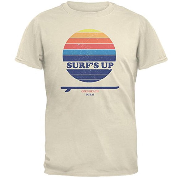 Surf's Up Open Beach Dubai Mens T Shirt Natural X-LG