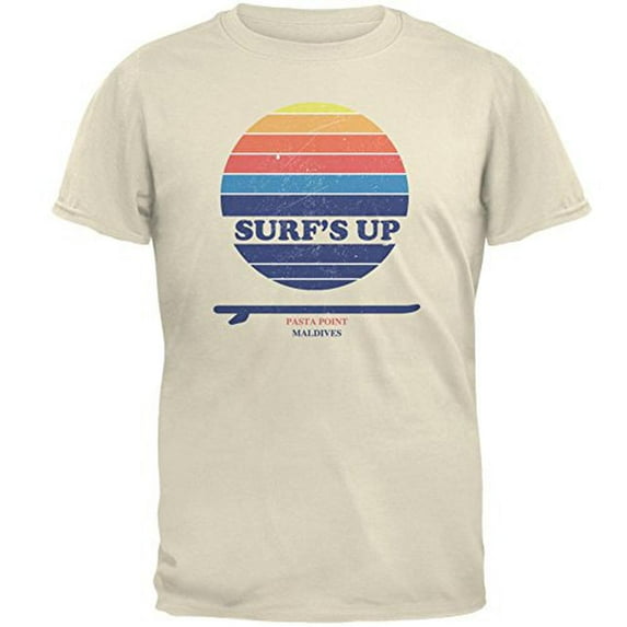 Surf's Up Pasta Point Maldives Mens T Shirt Natural LG