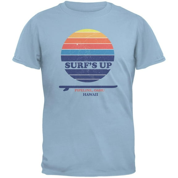 Surf's Up Pipeline Beach Light Blue Adult T-Shirt - 2X-Large