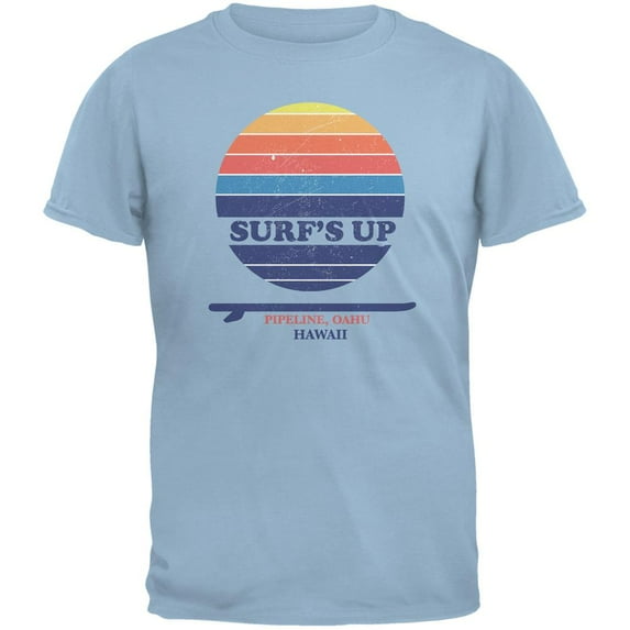 Surf's Up Pipeline Beach Light Blue Adult T-Shirt - Large