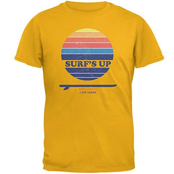 Surf's Up Ponta Preta Cape Verde Mens T Shirt Gold MD