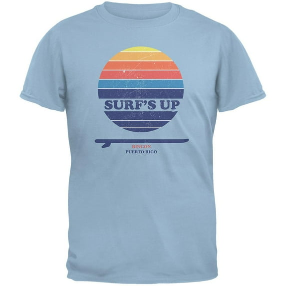 Surf's Up Rincon Beach Light Blue Adult T-Shirt - Small