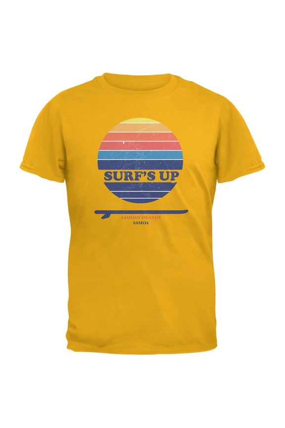 Surf's Up Samoan Islands Beach Gold Adult T-Shirt - Medium