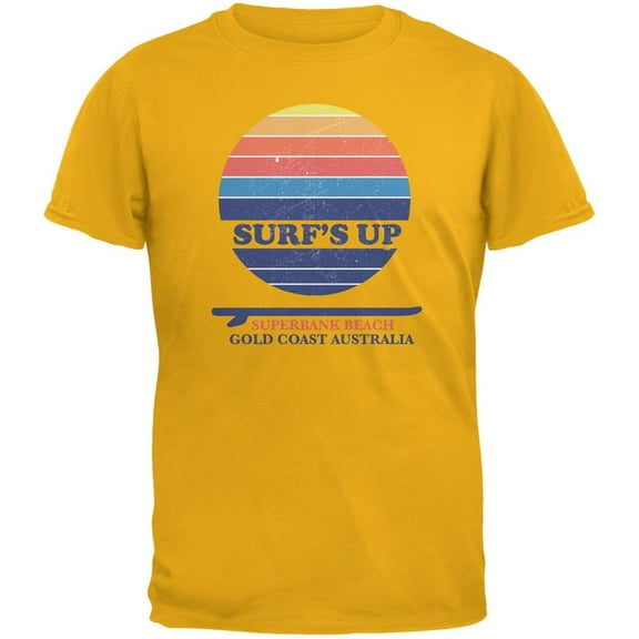 Surf's Up Superbank Beach Gold Adult T-Shirt - Medium