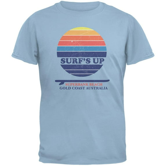 Surf's Up Superbank Beach Light Blue Adult T-Shirt - Large