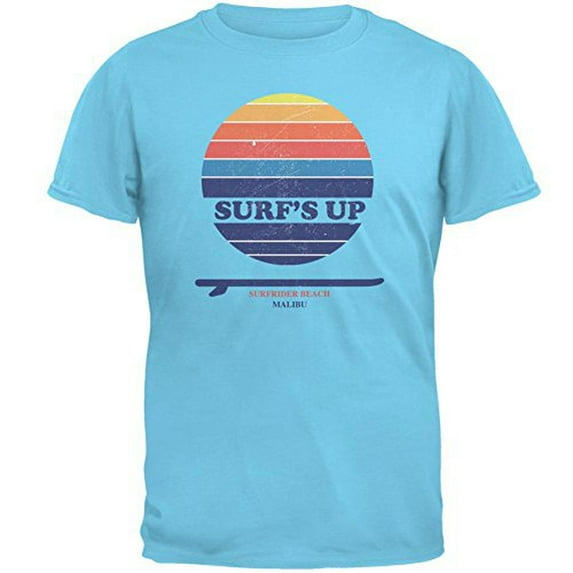 Surf's Up Surfrider Beach Malibu Mens T Shirt Sky X-LG