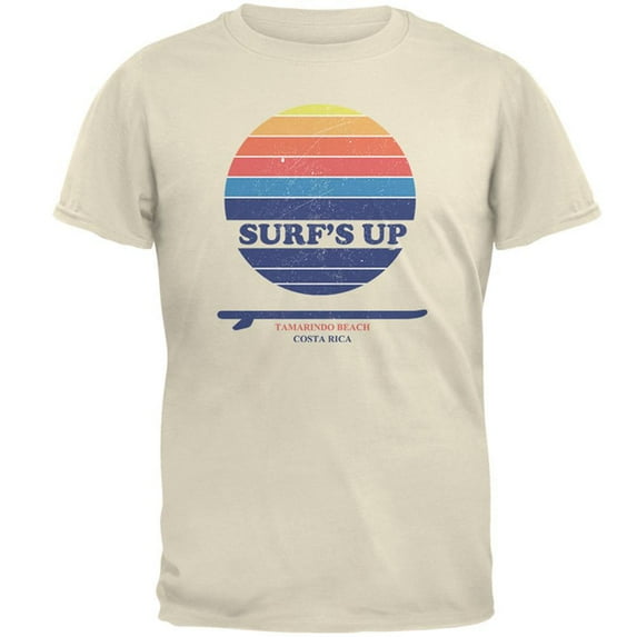 Surf's Up Tamarino Beach Costa Rica Mens T Shirt Natural SM