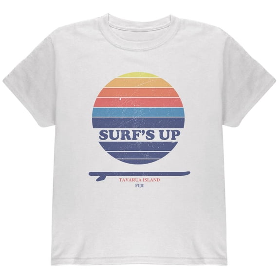 Surf's Up Tavarua Island Fiji Youth T Shirt White YXL