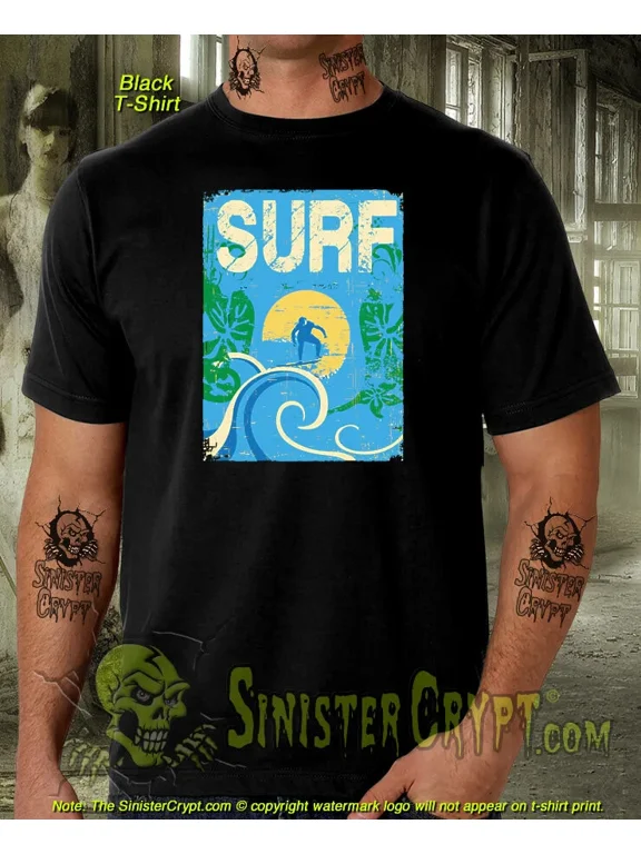 Surf t-shirt surfing surfer Hawaiian Hawaii distressed style Sizes Small to 7XL