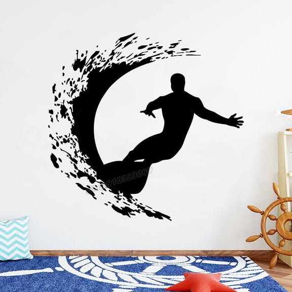Surf wall decal Surfboard Decal Vinyl Surf Sport Boys Surf Wall Sticker windsurf Sport for Kids Room Home Bedroom Decor 42x43cm