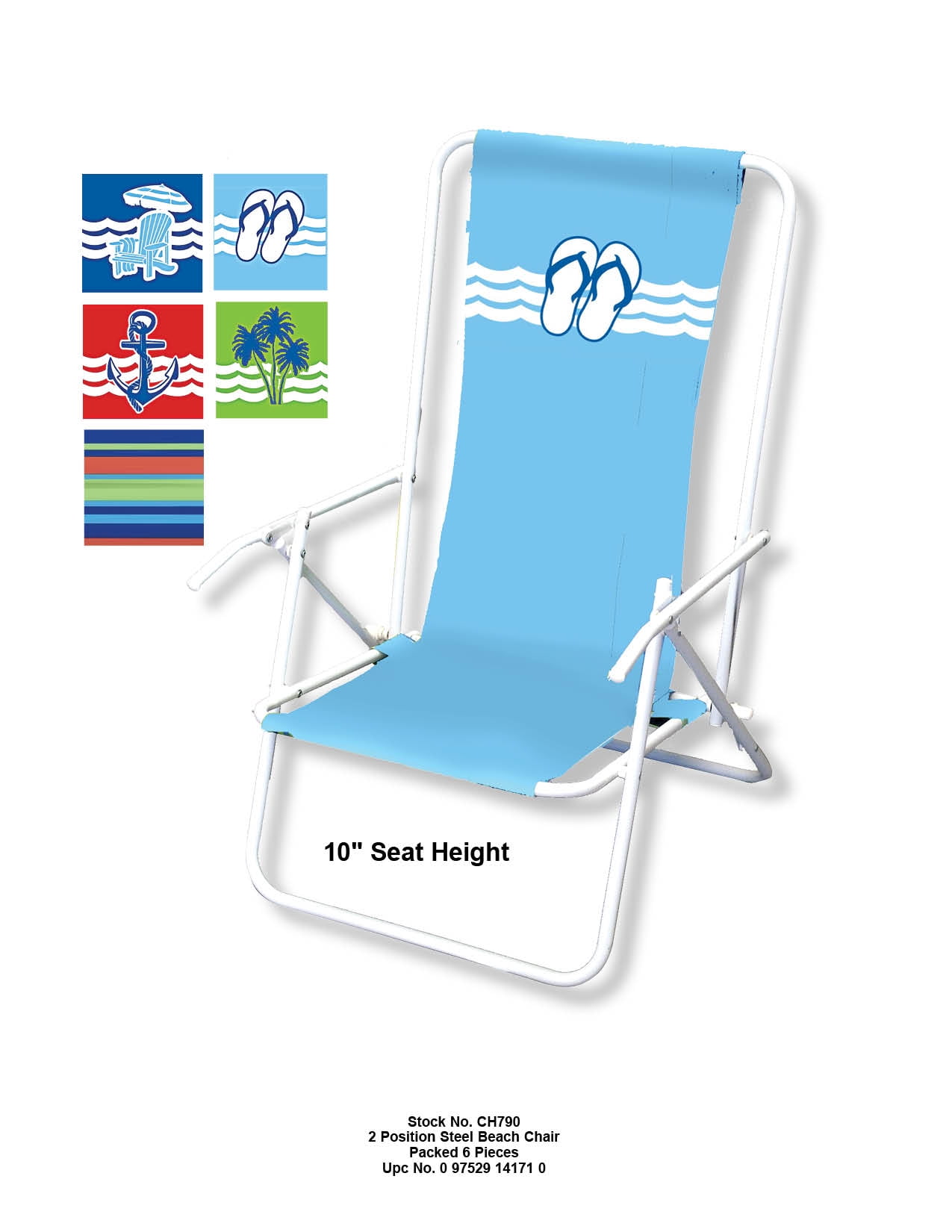 SurfGear Adults Adjustable backrest Beach Chair, White