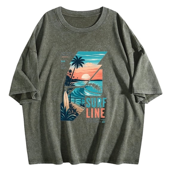 SurfLineUnisex Graphic T-Shirt, Casual Short Sleeve Crewneck Tee, Soft Pullover Top for Everyday Wear