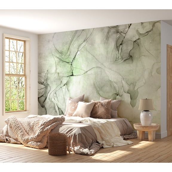 Surface Background Wallpaper Wall Mural - Green Black Ink