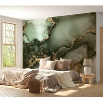 Surface Background Wallpaper Wall Mural - Green Gold Watercolor Inspiration