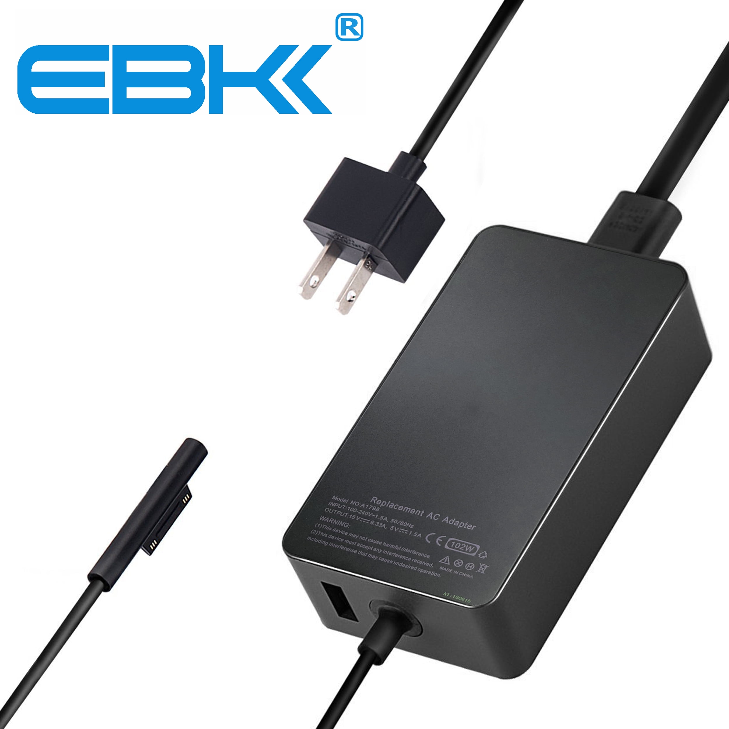 Surface Book 2 Charger,102W 15V 6.33A Power Supply for Microsoft