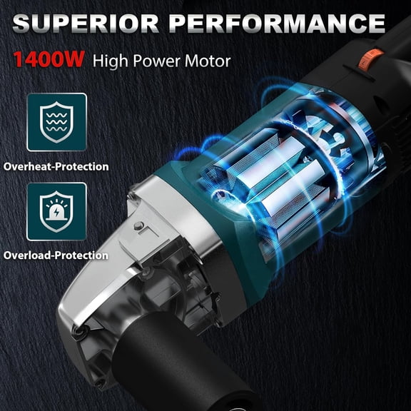 Surface Conditioning Tool 1400W, Burnishing Polishing Machine with 8 Variable Speed, Electric Handheld Stainless Steel Polisher Set, Metal Burnishing Machine Kit with Burnishing Wheel, Blue