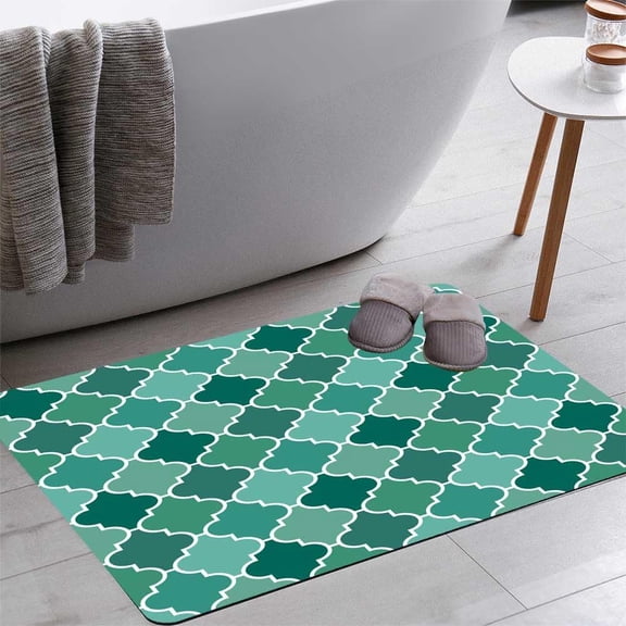 Surface Ogee Ornament Oriental Bath Rugs Non Slip Bath Mat 16x24 Inch Quick Dry Super Absorbent Thin Bath Rug Fit Under Door Washable Bath Floor Rugs for Bathroom Bathtub Shower Sink,Multi 4